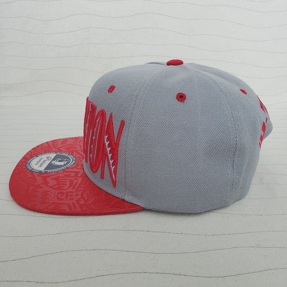 NEW Premium Mens Houston Snapback Hat Flat Bill Cap Red Gray Unual Pattern - Picture 6 of 9